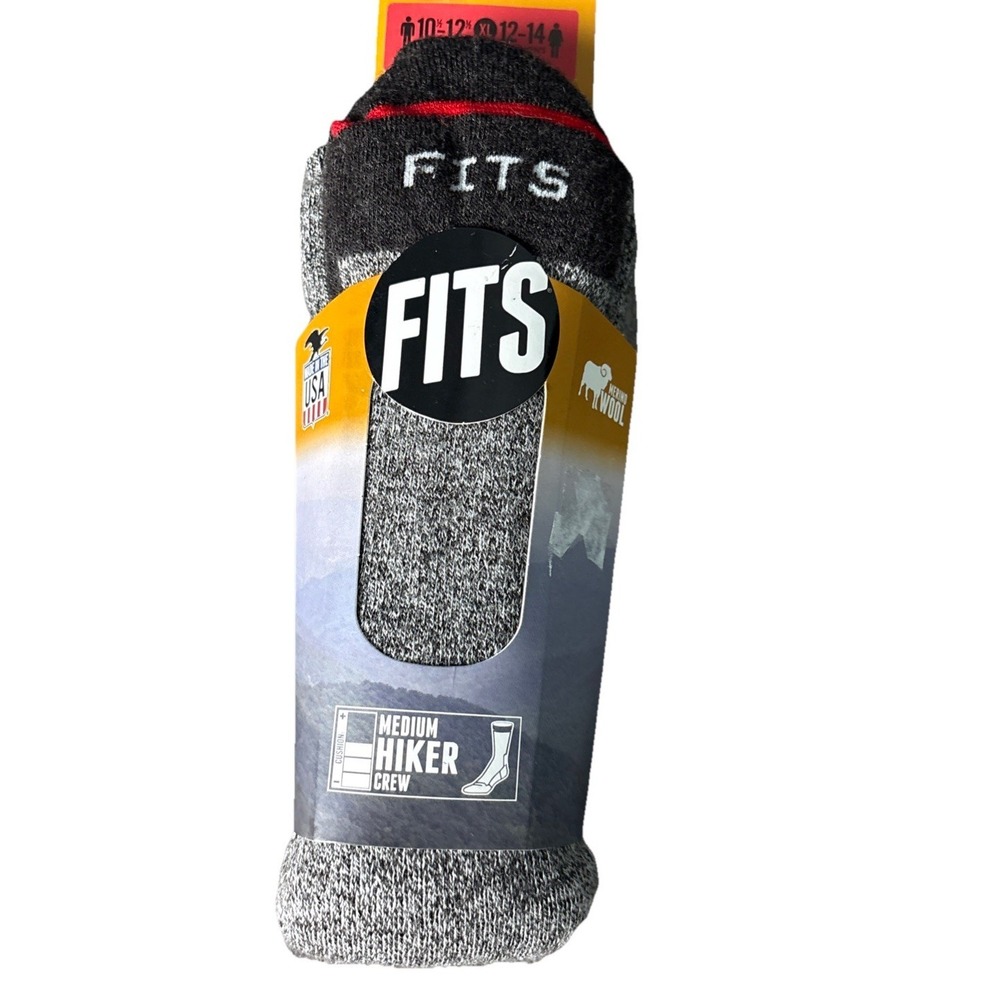 Fits Merino Wool Medium Hiker Crew Sock 1 Pair Gray size XL New